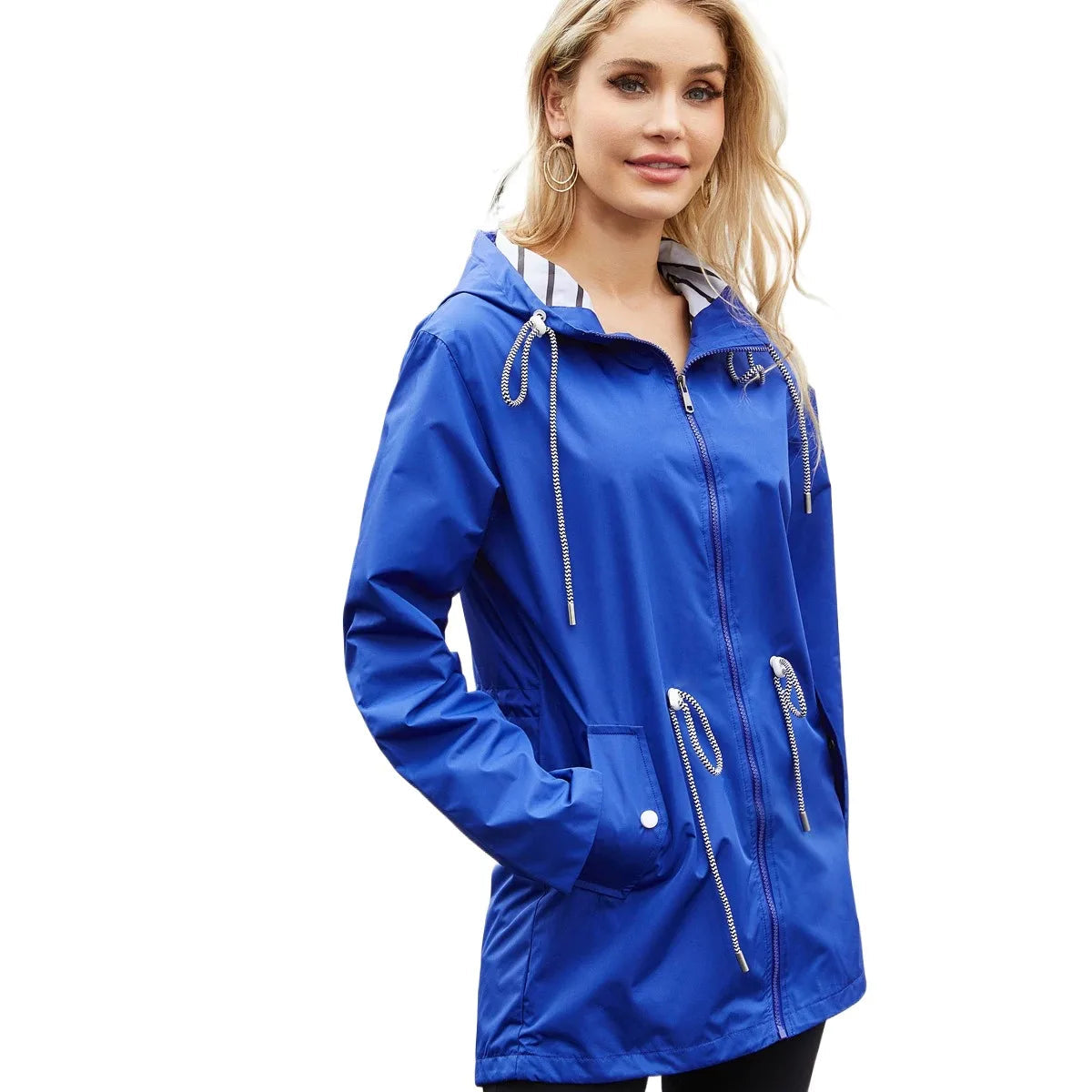 Camille - Veste Femme Imperméable pour l'Automne à Capuche Ajustée