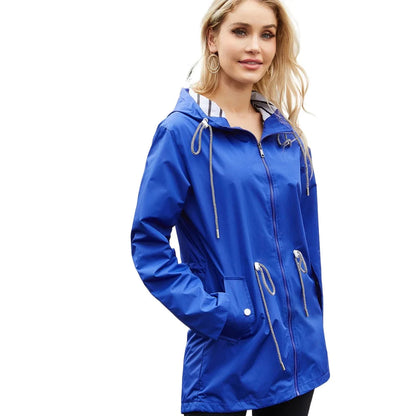 Camille - Veste Femme Imperméable pour l'Automne à Capuche Ajustée