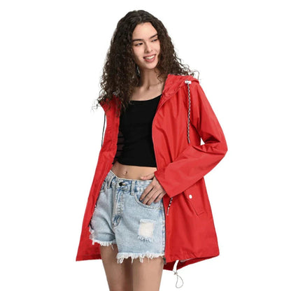 Camille - Veste Femme Imperméable pour l'Automne à Capuche Ajustée