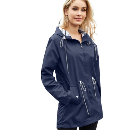 Camille - Veste Femme Imperméable pour l'Automne à Capuche Ajustée