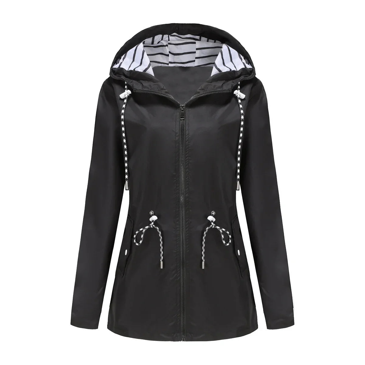 Camille - Veste Femme Imperméable pour l'Automne à Capuche Ajustée