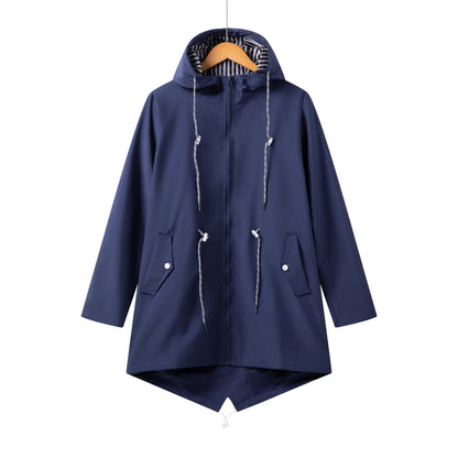 Camille - Veste Femme Imperméable pour l'Automne à Capuche Ajustée