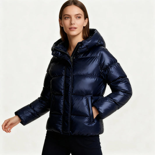 Chloé - Doudoune femme courte oversize et imperméable à capuche et chaude