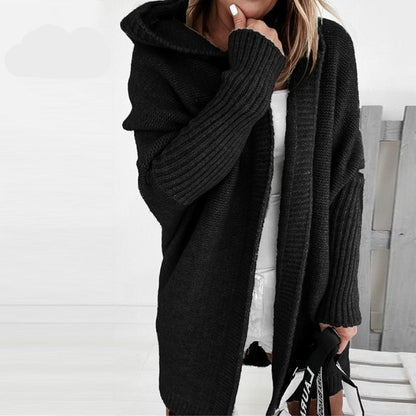 Chloé - Gilet Femme Long Maille Style pour l'Automne avec Capuche