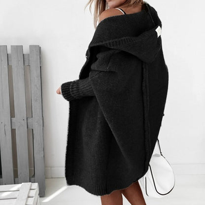 Chloé - Gilet Femme Long Maille Style pour l'Automne avec Capuche