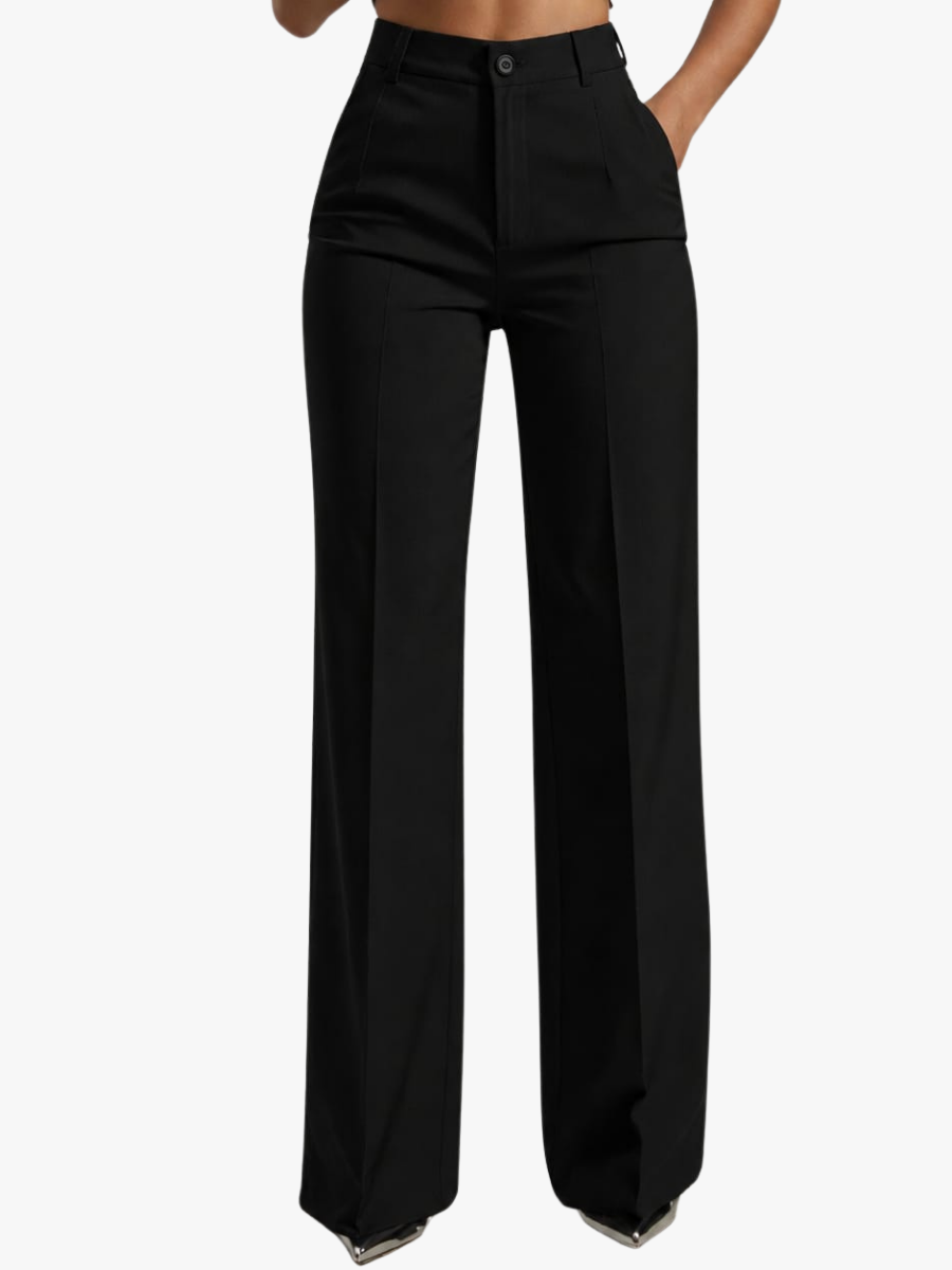 Chloé - Pantalon Femme Automne Taille Haute Élégant à Jambe Large