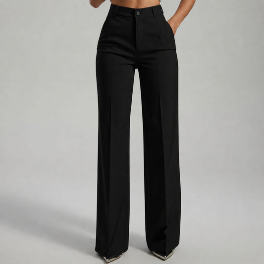 Chloé - Pantalon Femme Automne Taille Haute Élégant à Jambe Large