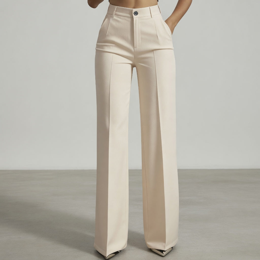Chloé - Pantalon Femme Automne Taille Haute Élégant à Jambe Large