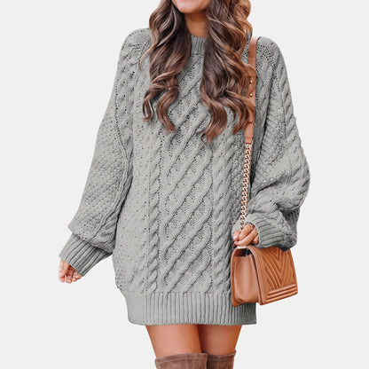 Chloé - Pull femme oversize en maille torsadée et chaud à col montant et long