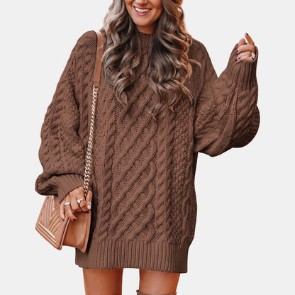 Chloé - Pull femme oversize en maille torsadée et chaud à col montant et long