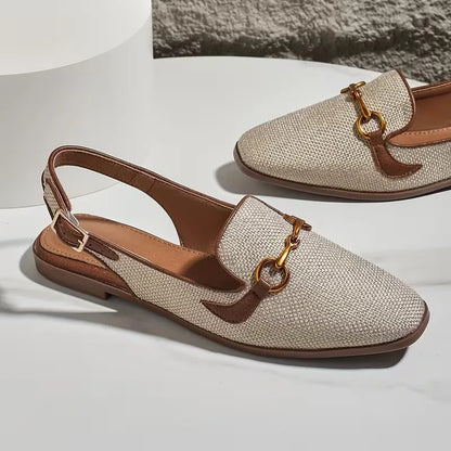 Chloé - Sandales Orthopédiques Femme Chic à Bride Arrière avec Détail Mors Doré