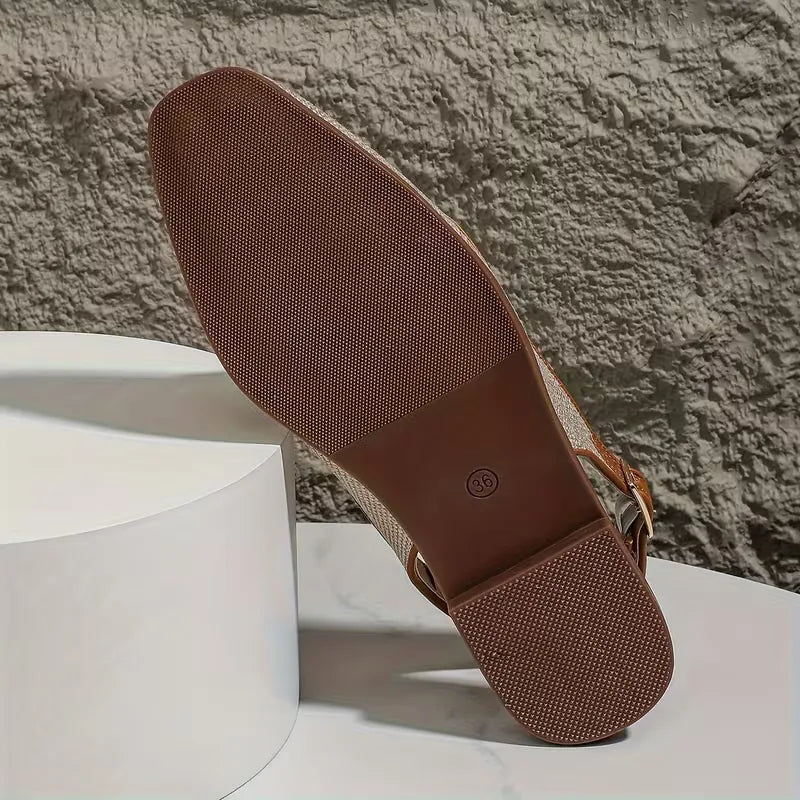 Chloé - Sandales Orthopédiques Femme Chic à Bride Arrière avec Détail Mors Doré