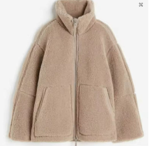 Chloé - Veste Femme Teddy Oversized à Capuche avec Fermeture Zippée