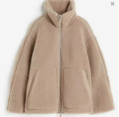 Chloé - Veste Femme Teddy Oversized à Capuche avec Fermeture Zippée