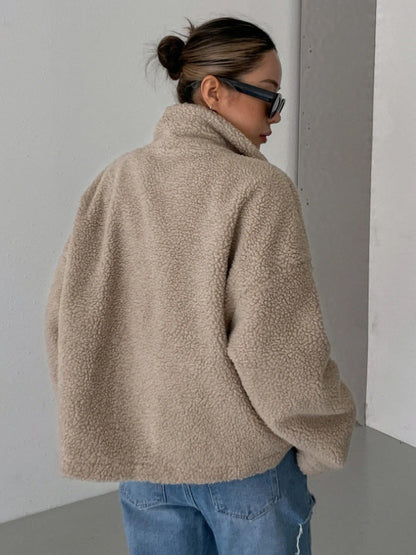 Chloé - Veste Femme Teddy Oversized à Capuche avec Fermeture Zippée