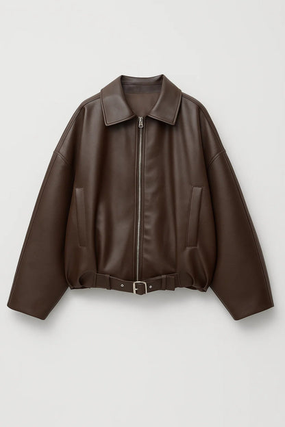 Chloé - Veste Femme en Cuir Style Oversize pour l'Automne