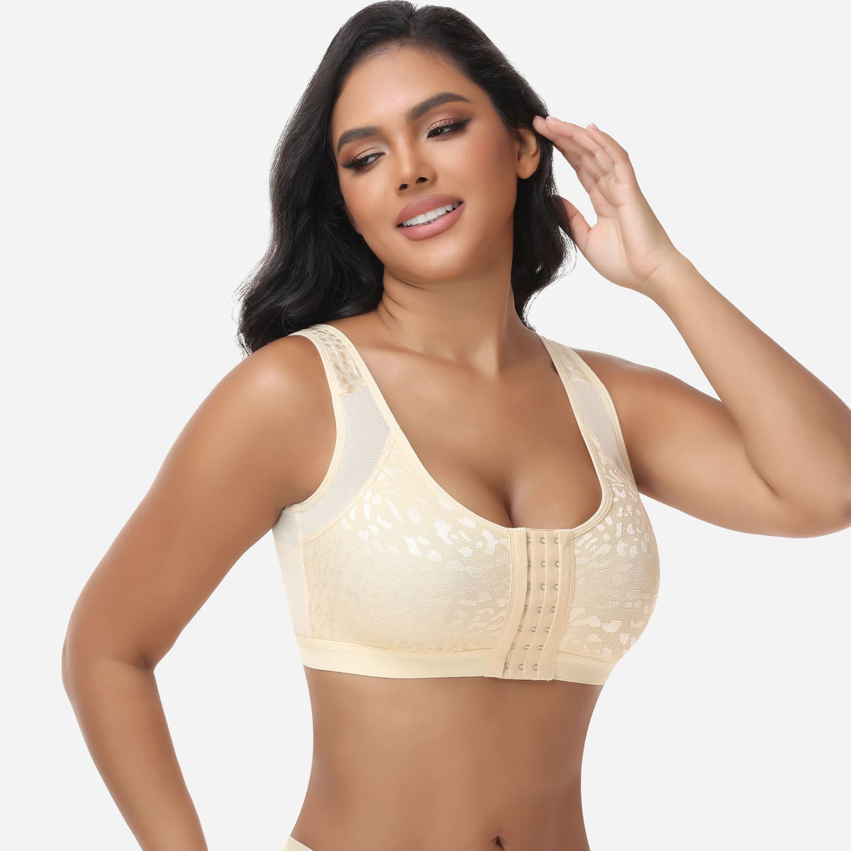 Claire - Soutien-gorge femme confortable sans armatures à fermeture devant au quotidien