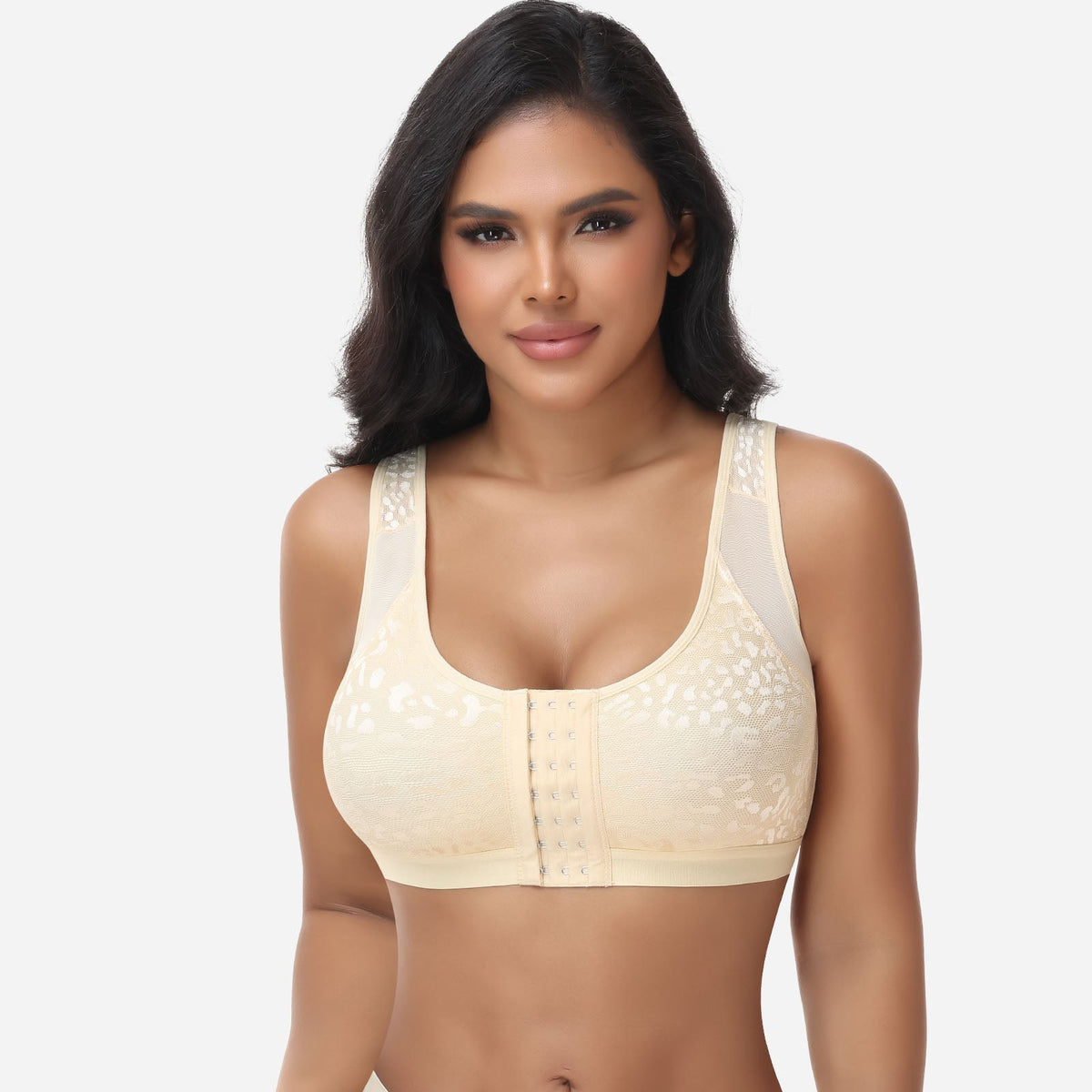 Claire - Soutien-gorge femme confortable sans armatures à fermeture devant au quotidien
