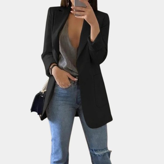 Clara - Blazer Femme Élégant Coupe Longue pour l'Automne