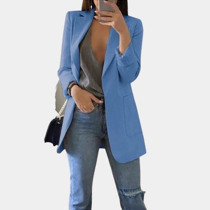 Clara - Blazer Femme Élégant Coupe Longue pour l'Automne