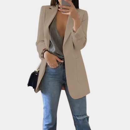 Clara - Blazer Femme Élégant Coupe Longue pour l'Automne