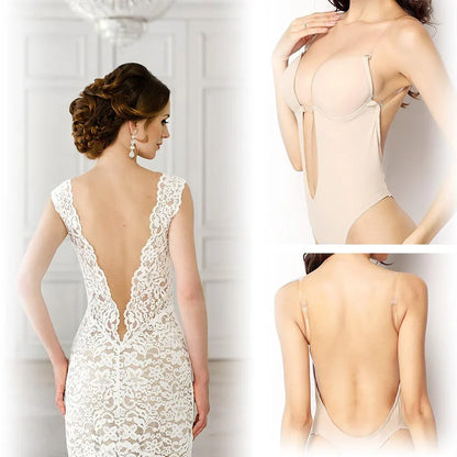Clara - Body soutien-gorge femme dos nu à décolleté plongeant et maintien invisible