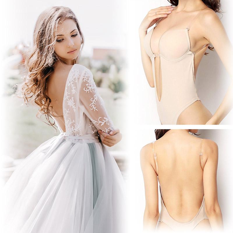 Clara - Body soutien-gorge femme dos nu à décolleté plongeant et maintien invisible