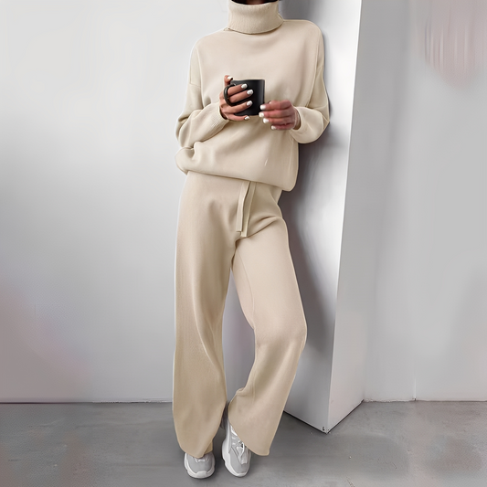 Clara - Ensemble femme 2 pièces en maille avec col roulé et confortable