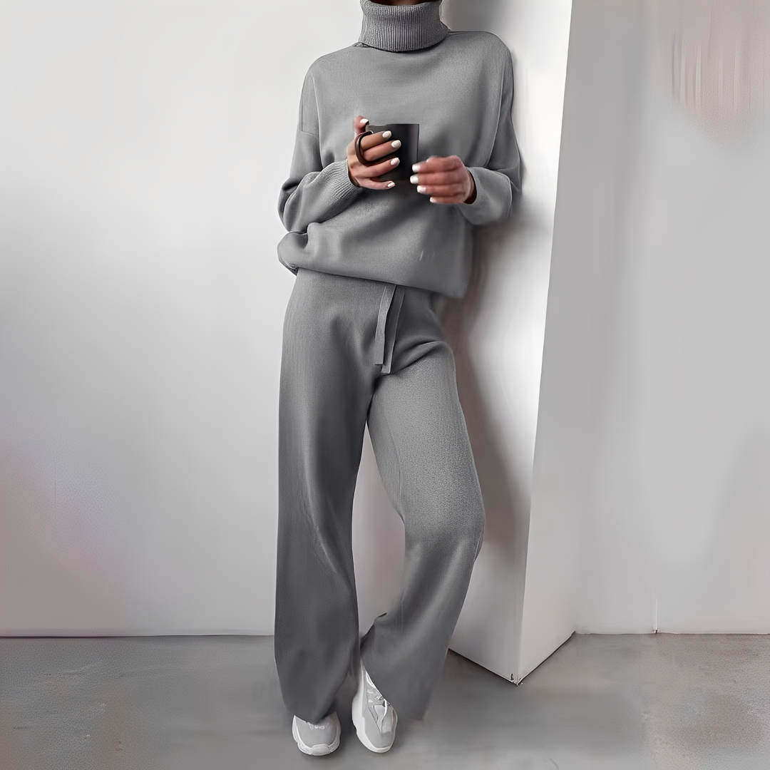 Clara - Ensemble femme 2 pièces en maille avec col roulé et confortable