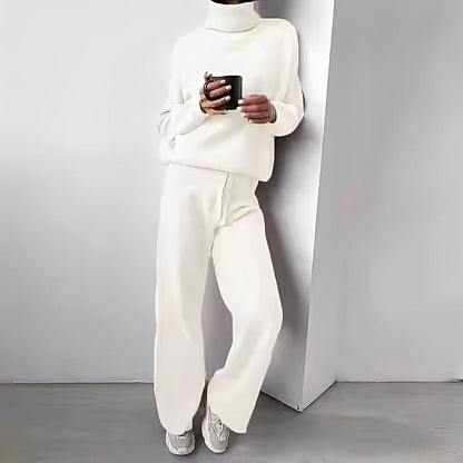 Clara - Ensemble femme 2 pièces en maille avec col roulé et confortable