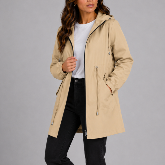 Clara - Imperméable Femme pour l'Automne avec Capuche et Taille Ajustable