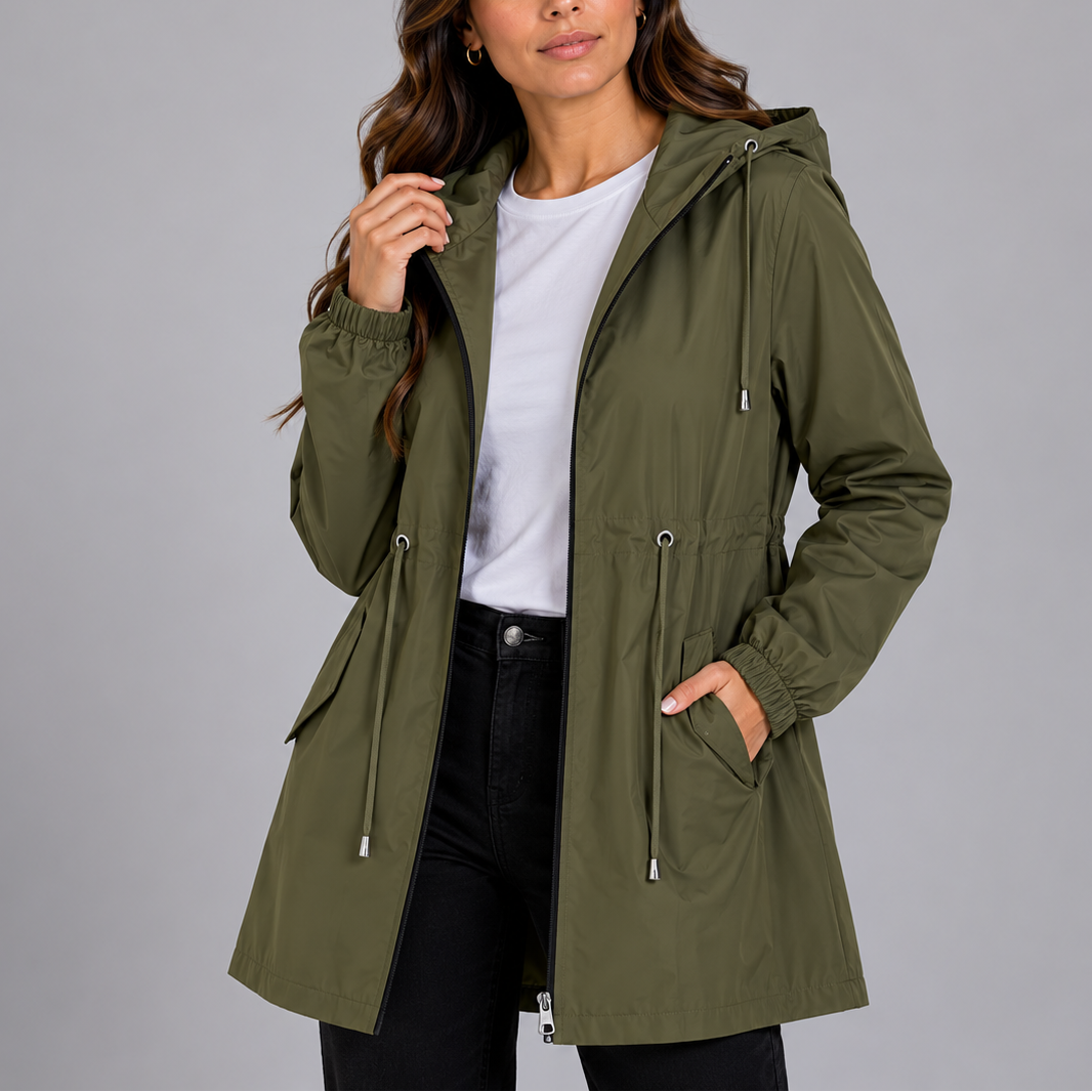 Clara - Imperméable Femme pour l'Automne avec Capuche et Taille Ajustable