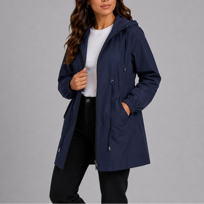 Clara - Imperméable Femme pour l'Automne avec Capuche et Taille Ajustable