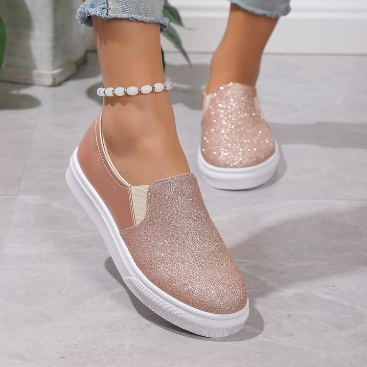 Clara - Mocassins femme à paillettes avec semelle plateforme et bout rond