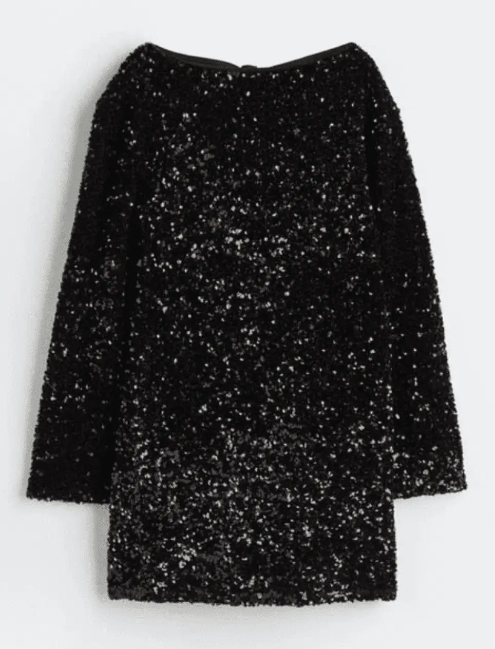 Clara - Robe de soirée femme courte à paillettes oversize avec col rond