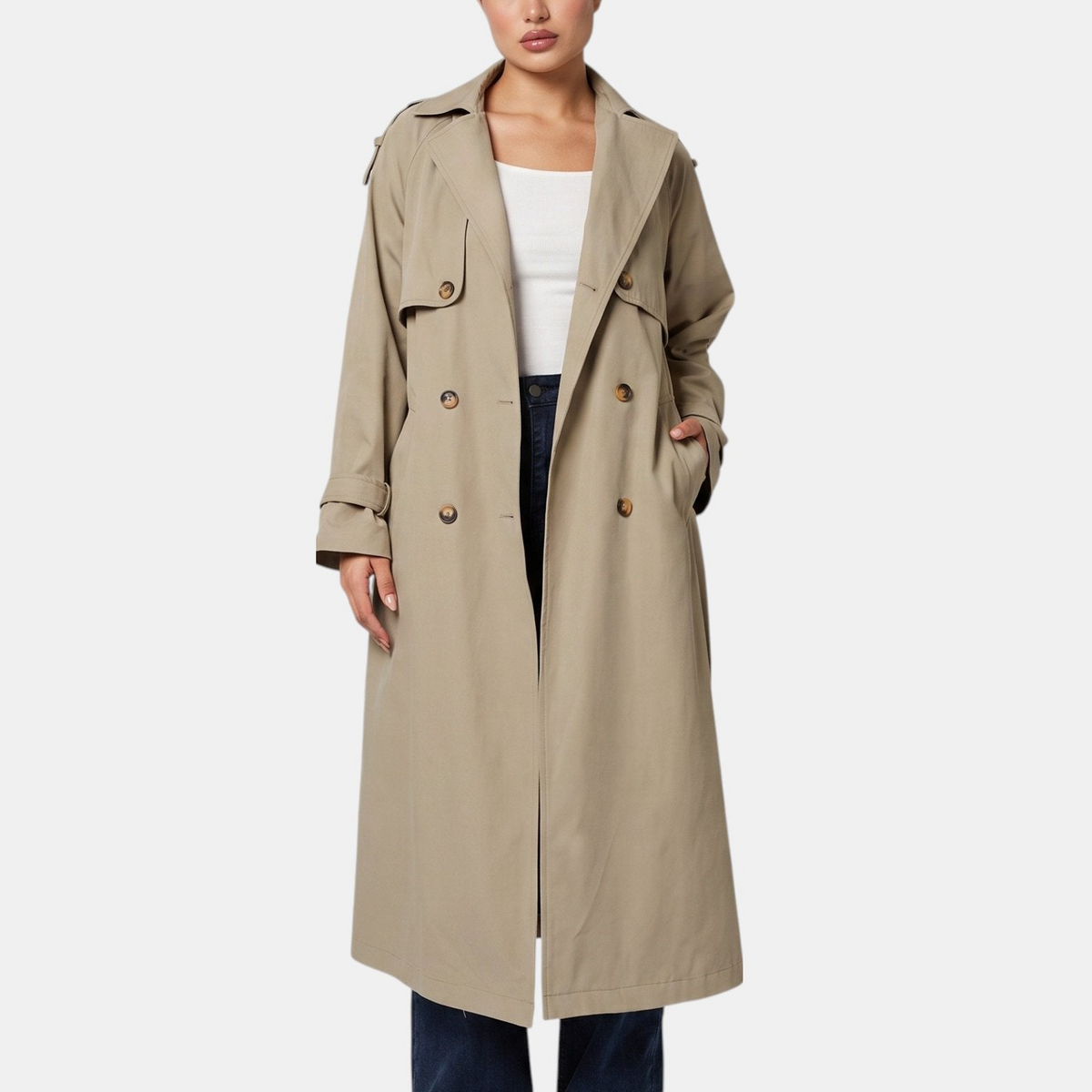 Clara - Trench femme long et imperméable croisé pour la mi saison