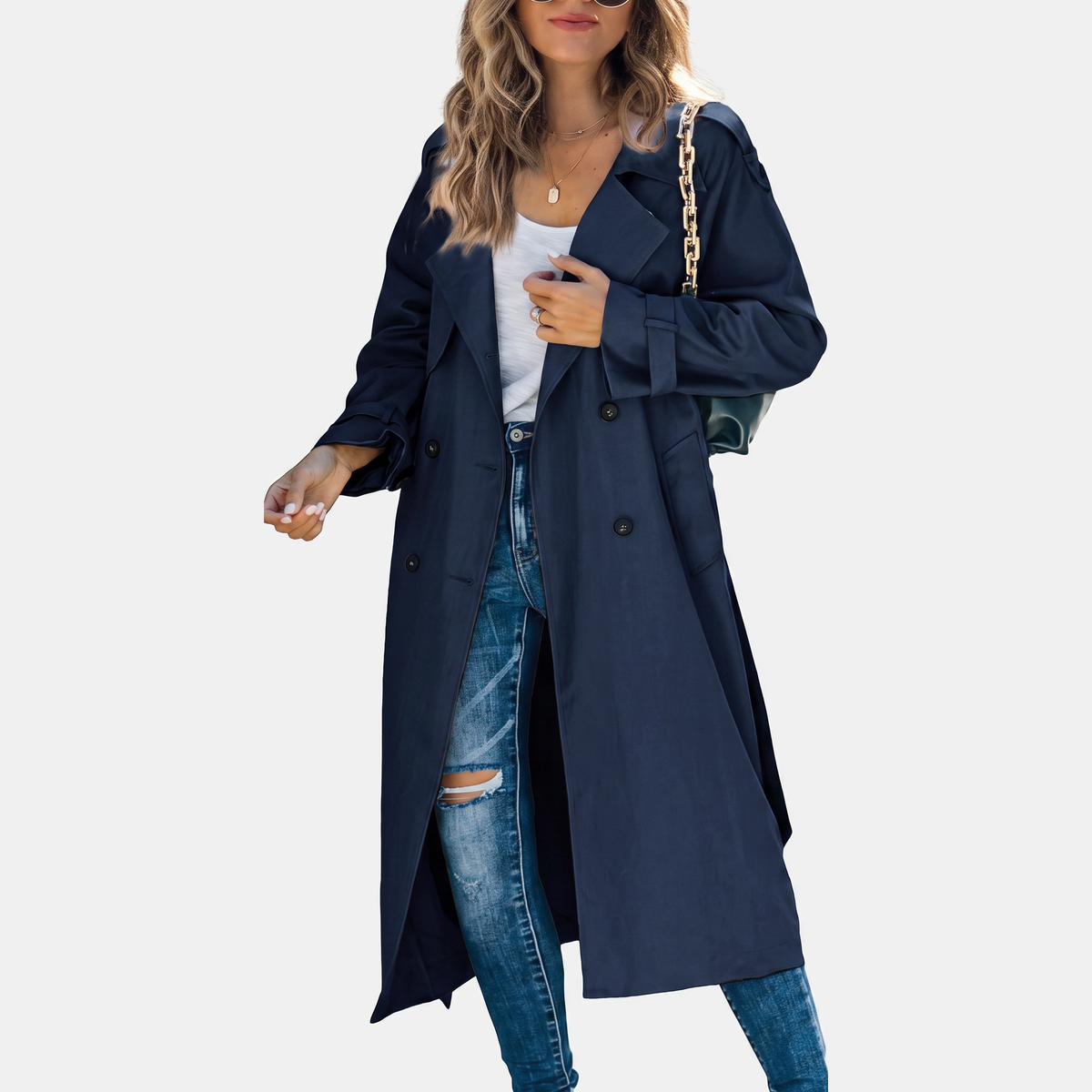 Clara - Trench femme long et imperméable croisé pour la mi saison