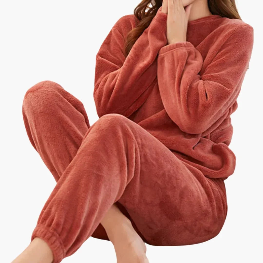 Elise - Pyjama femme hiver chaud long et doux à manches longues