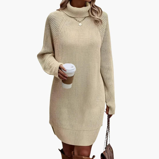 Emma - Robe pull femme courte à col roulé et manches longues