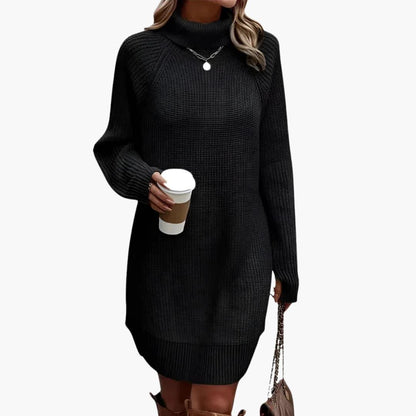 Emma - Robe pull femme courte à col roulé et manches longues