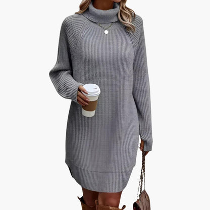 Emma - Robe pull femme courte à col roulé et manches longues