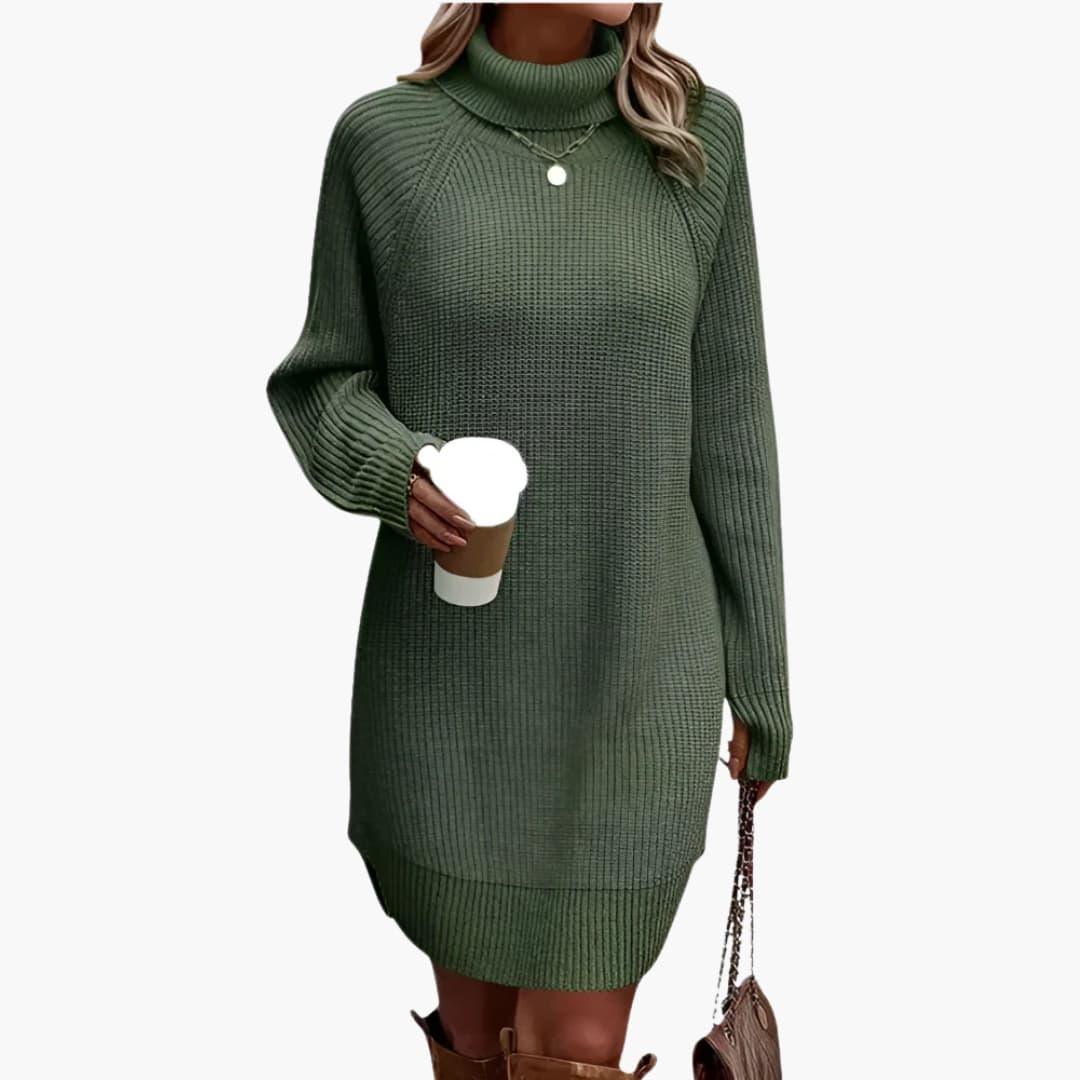 Emma - Robe pull femme courte à col roulé et manches longues