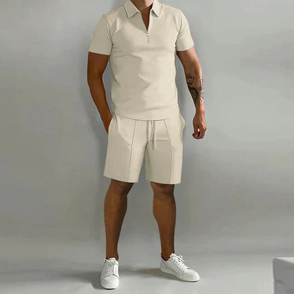 Gabriel - Ensemble Été Homme Polo Zippé et Short Coordonné Style Moderne