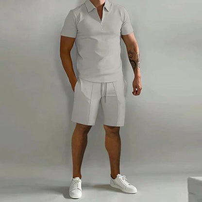Gabriel - Ensemble Été Homme Polo Zippé et Short Coordonné Style Moderne