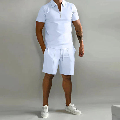 Gabriel - Ensemble Été Homme Polo Zippé et Short Coordonné Style Moderne