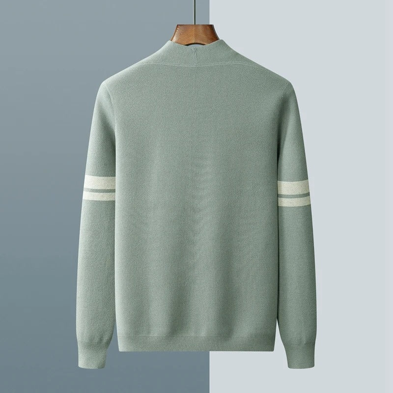 Gabriel - Gilet Homme en Cashmere Style avec Boutons et Rayures Contrastées