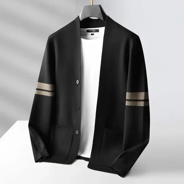 Gabriel - Gilet Homme en Cashmere Style avec Boutons et Rayures Contrastées