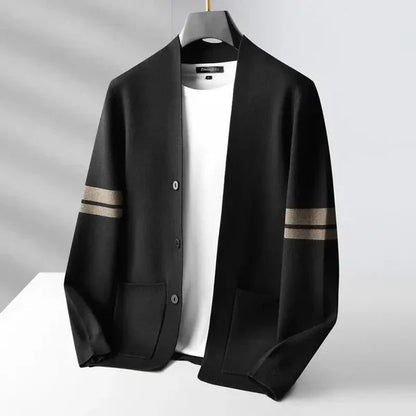 Gabriel - Gilet Homme en Cashmere Style avec Boutons et Rayures Contrastées