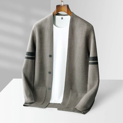 Gabriel - Gilet Homme en Cashmere Style avec Boutons et Rayures Contrastées