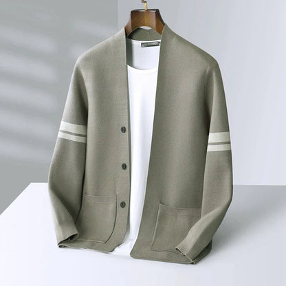 Gabriel - Gilet Homme en Cashmere Style avec Boutons et Rayures Contrastées